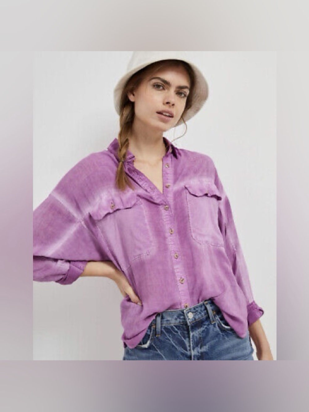 Anthropologie Pilcro Joelle magenta button down purple medium